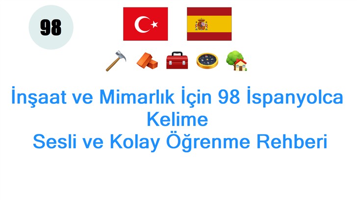 İnşaat ve Mimarlık İçin 98 İspanyolca Kelime: Sesli ve Kolay Öğrenme Rehberi